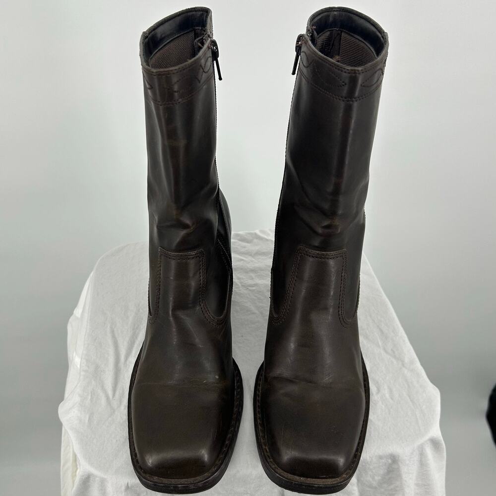 Vintage y2k Women's Chocolate Dark Brown Skechers Chunky Platform Boots 10M - Picture 3 of 8